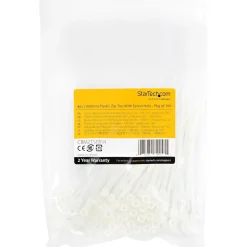 Startech Kabelbinder mit Befestigungsöse - 100x2mm selbstsichernde Kabelbinder mit Öse Nylon 66 UL weiss 100 Stück