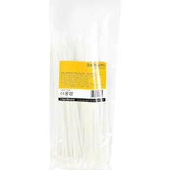 Startech Kabelbinder 254x4mm selbstsichernde Nylon-Kabelbinder mit gebogener Spitze 94V-2/UL weiss 100 Stück