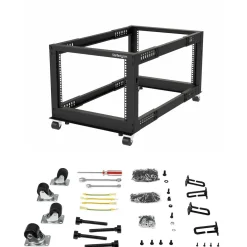 Startech 4POSTRACK8U 19-Zoll Serverschrank Stellfuß (8HE, Laborgestell, Tiefenverstellbar 56 bis 102 cm, Tragfähigkeit 1.200 kg)