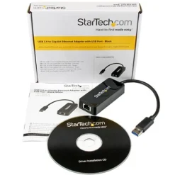 Startech schwarzer Netzwerkadapter mit USB Port für USB 3.0 (USB31000SPTB)