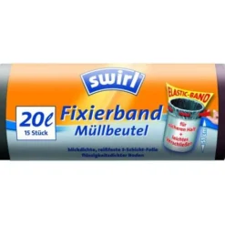 swirl Müllbeutel Reißfest & Dicht 4695 20,0 l schwarz, 15 St.
