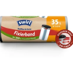 swirl Müllbeutel Reißfest & Dicht 4629 35,0 l schwarz, 10 St.