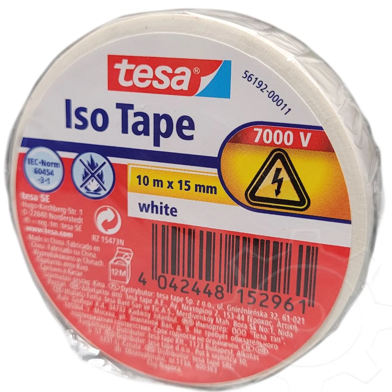tesa Isolierband ISO TAPE, 15 mm x 10 m, weiß