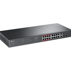 TP-LINK TL-SL1218M 16× 10/100 Mbps PoE+ 2× Gigabit Non-PoE 2× Combo Gigabit SFP 802.3at/af 192 W PoE Power