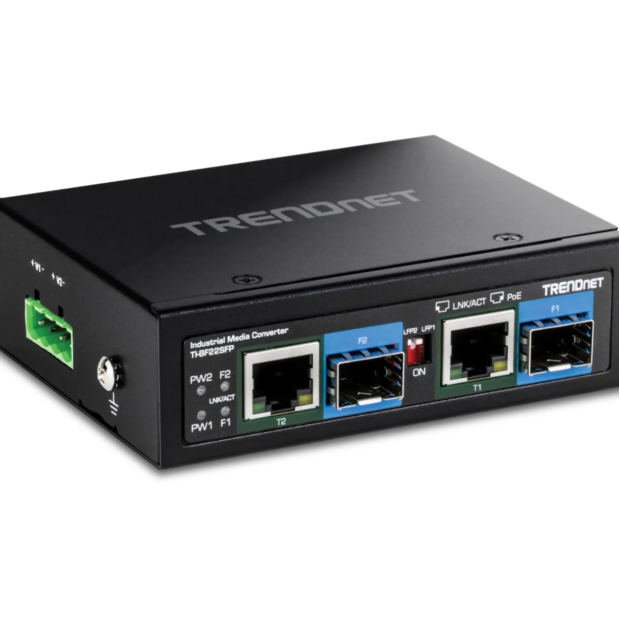 TrendNet 2-Port Industrial SFP to Gigabit PoE++ Media Conv.