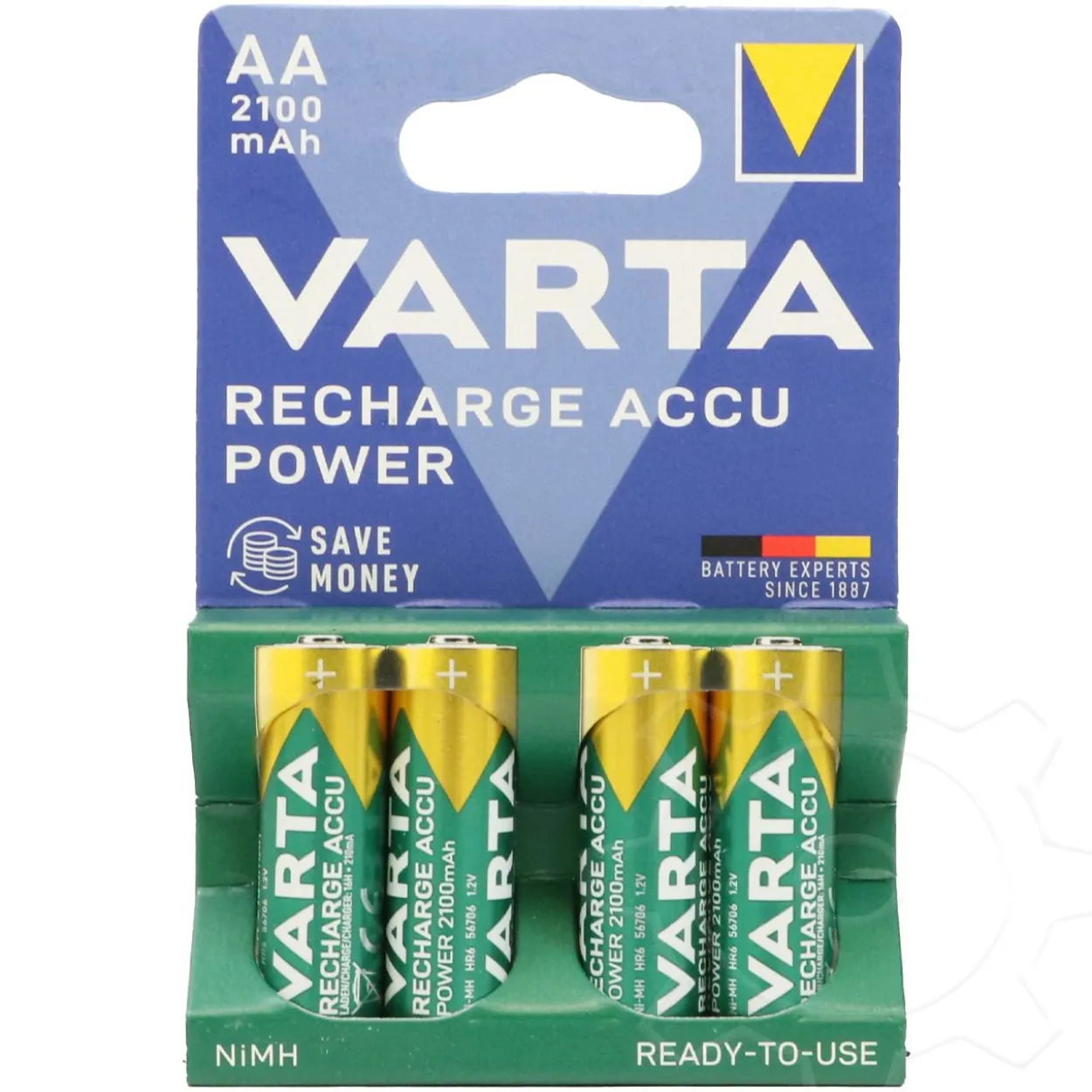 Varta Ready To Use HR6 Nickel-Metall-Hydrid AA Mignon Akku 2100 mAh 4er Pack