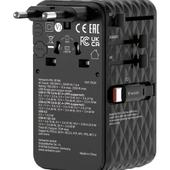 VERBATIM CHARGE 'N' TRAVEL 70W 2C RETRACTABLE UNIVERSAL TRAVEL ADAPTER BLACK