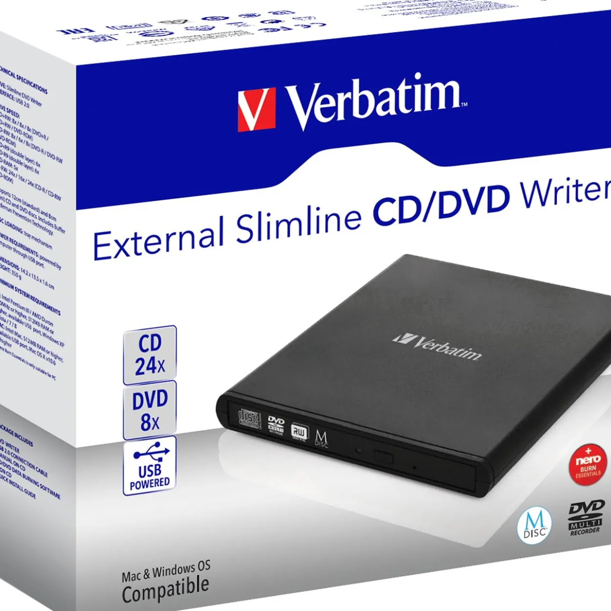 Verbatim 98938 DVD-Brenner USB2.0 8x/6x/24x