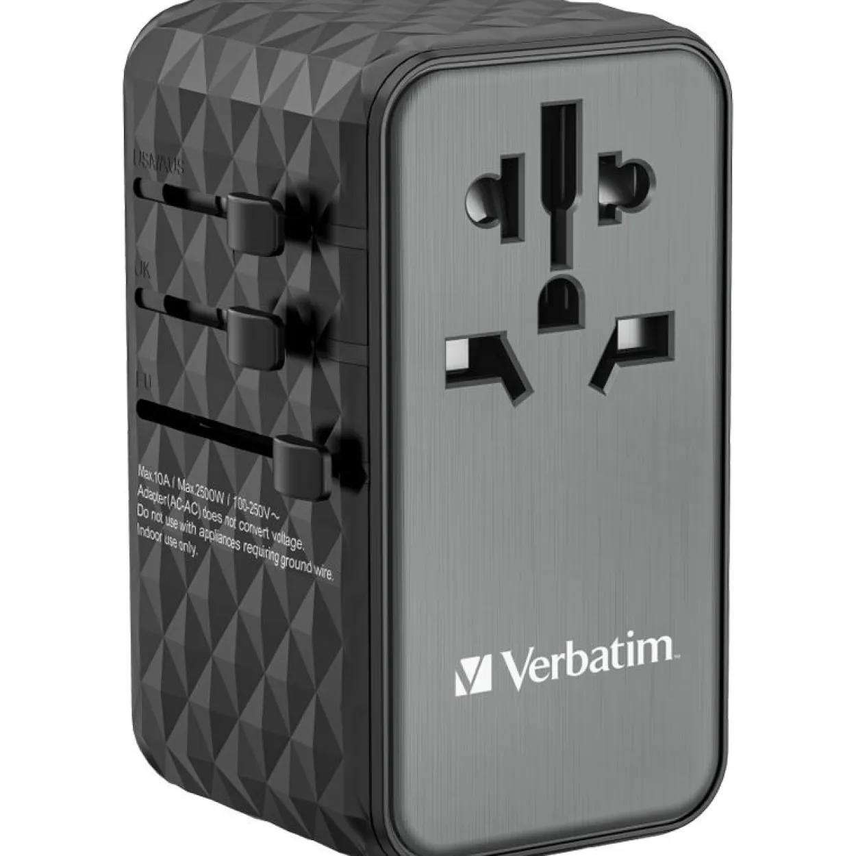 VERBATIM Ladeadapter, Universal Travel, UTA-06, GaN III, 100W 2x USB-A QC, 2x USB-C PD, 100-250V, Retail