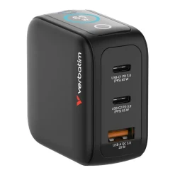 Verbatim Mini GaN Charger 3 Port 65W w Display (EU/UK/US)