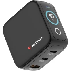 Verbatim Mini GaN Charger 3 Port 65W w Display (EU/UK/US)