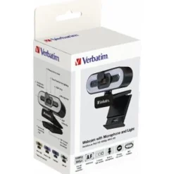 Verbatim Webcam AWC-02, Full HD 1080p, schwarz 2560x1440, 30 FPS, USB, Privacy Shutter, Light, Retail