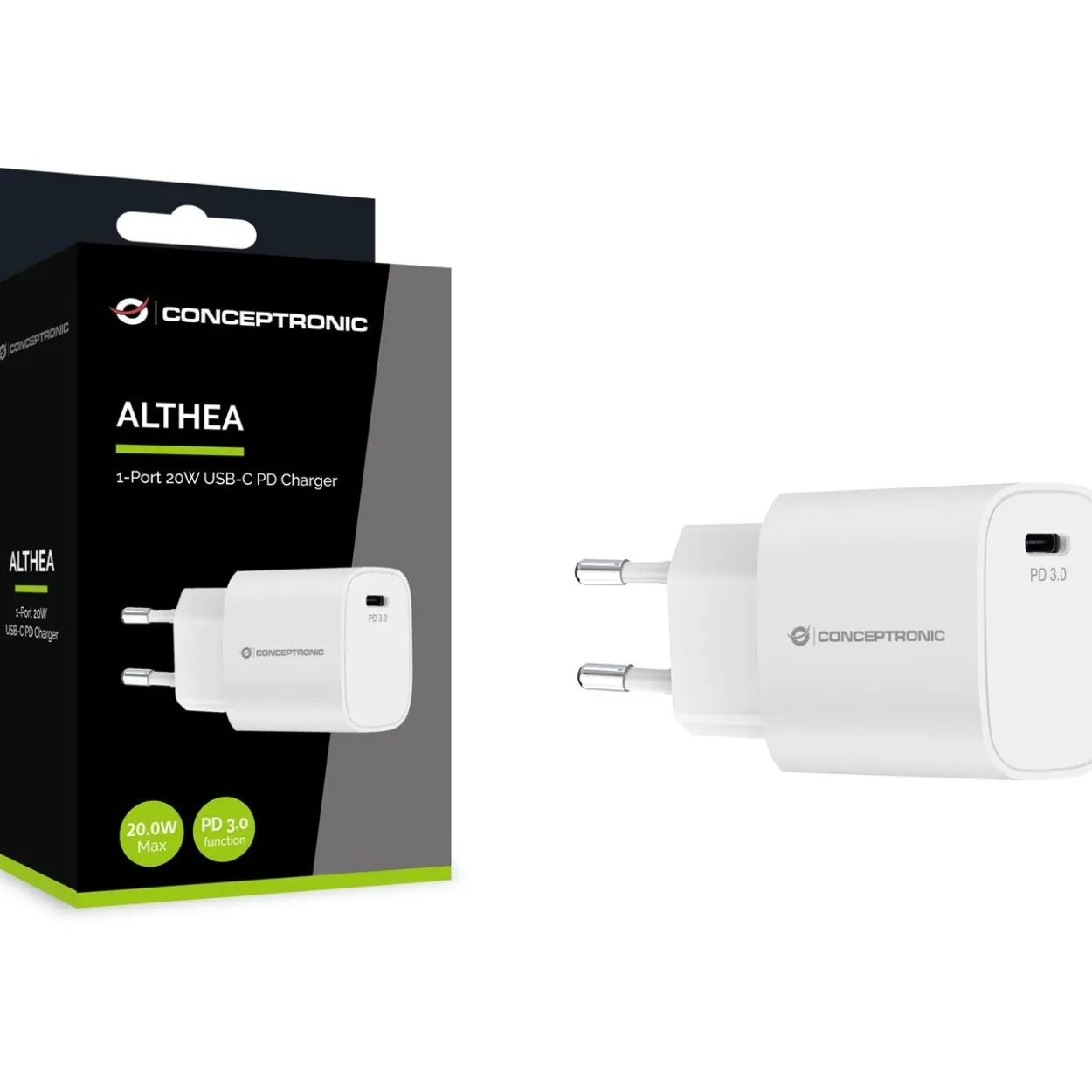 20 Watt Conceptronic Ladegerät 1Port 1xUSB-C Desk PD ws