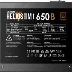 650 Watt Gamdias Helios M1-650B Non-Modular 80+ Bronze