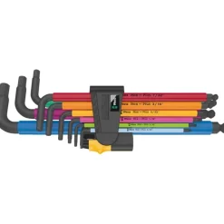 Wera 950/9 Hex-Plus Multicolour Imperial 2 Winkelschlüssel-Satz (schwarz, 9-teilig, zöllig, mit Halteclip)