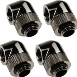 XSPC Adapter 90 Grad G1/4 Zoll AG auf G1/4 Zoll IG - drehbar, schwarz chrome, 4er-Pack