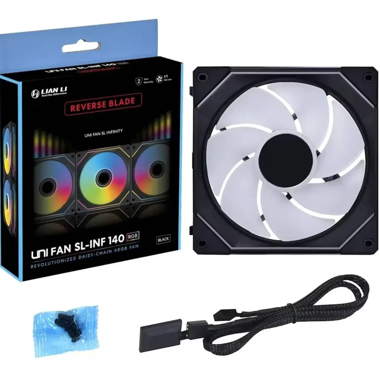 140x140x28mm Lian Li UNI FAN SL-INF Wireless Lüfter, ARGB, PWM - Reverse Blade schwarz