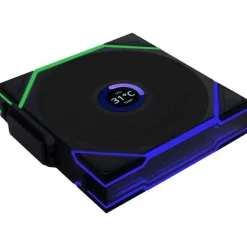120x124x28mm Lian Li UNI FAN TL Wireless LCD Lüfter, ARGB, PWM, 3er-Pack inkl. Controller - schwarz