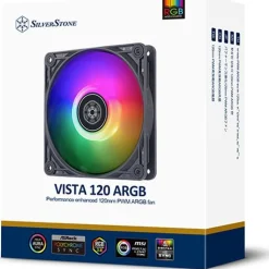120x120x25mm Silverstone VISTA Performance PWM Lüfter, ARGB - Schwarz